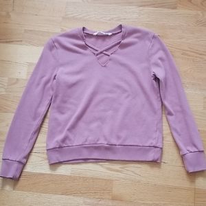 Pink crop top with long sleeves